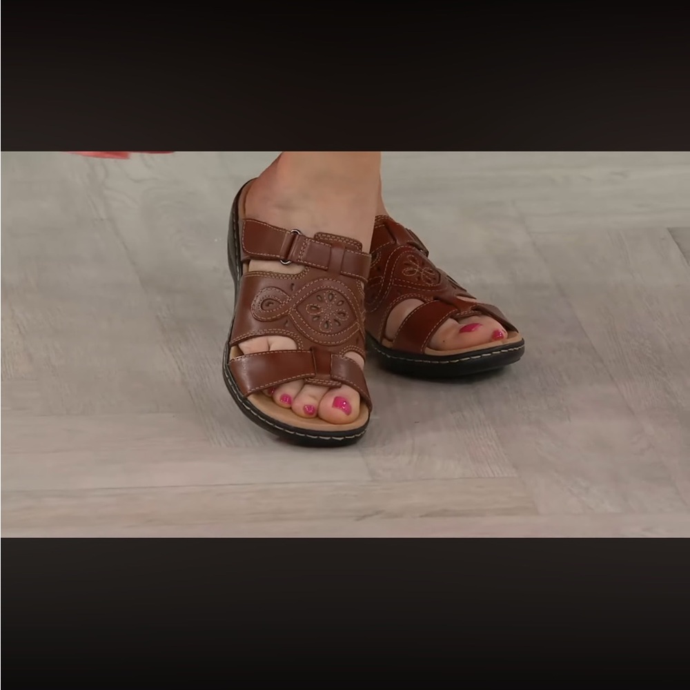 Clark’s Collection sandals, Leisa Higley Slide Brown Leather Womens Size 8.5 - Picture 4 of 9